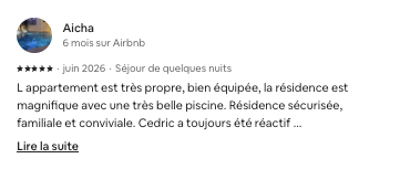 Avis voyageur Airbnb 5 étoiles